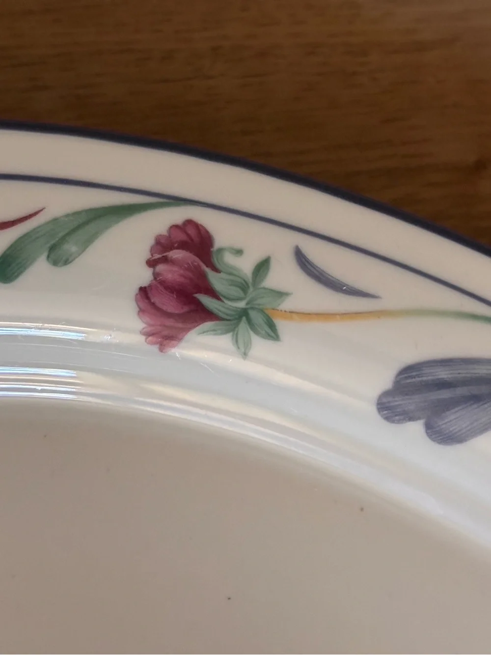 Lenox Serving Platter Poppies on Blue Cream Floral Oval Vintage Discontinued